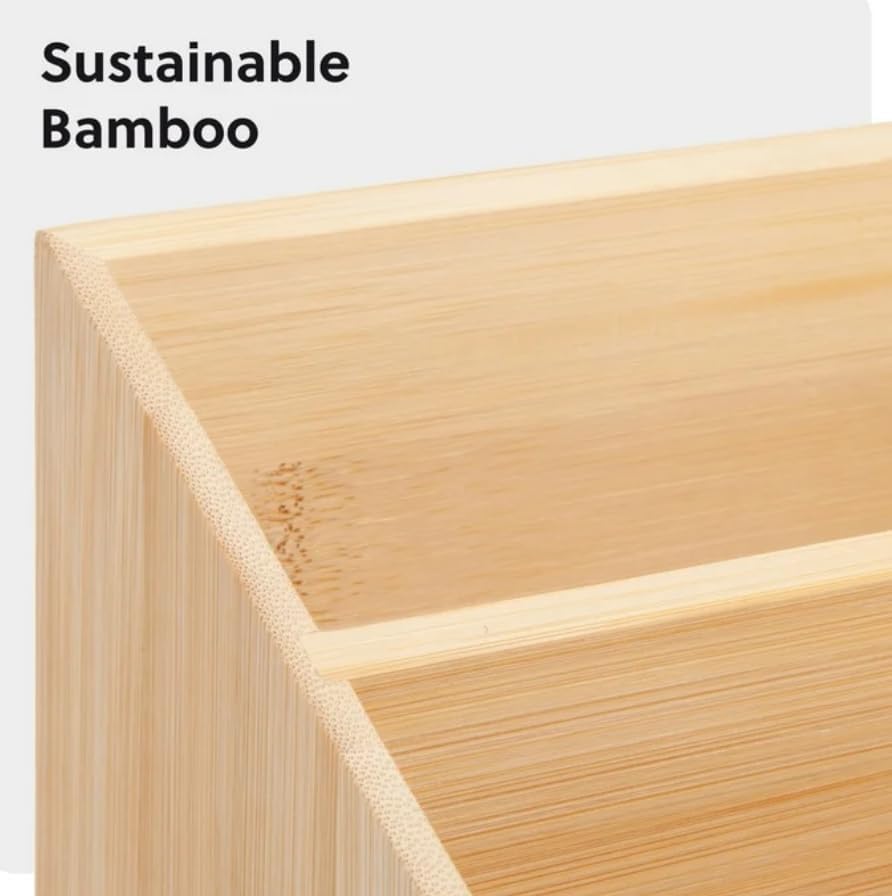 10 x 4.8 x 6 Inch Bamboo Verona Desktop Organizer Office Storage Caddy - Image 3