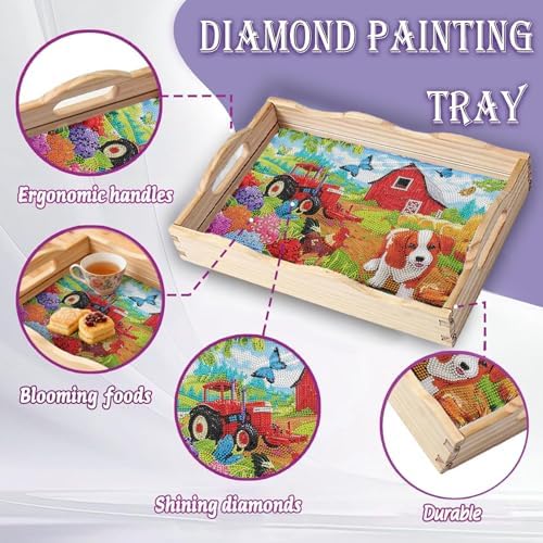 EWJRNSF Farm Diamond Art Tray Gift for Adults Craft Gift Decor 12.2×16.1 in - Image 5