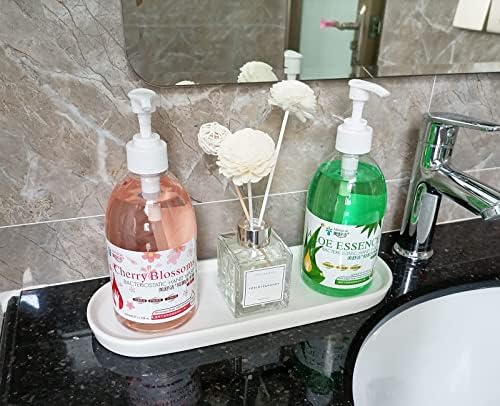 Ceramic Sink Tray, Suit for Bathroom Counter, Bathtub, Cosmetics Dish, Candle, Perfume Shampoo Liquid Soap Tray Simple Style Design Suit for Bathroom and Kitchen (2pcs White) - Image 4