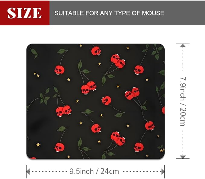 Sweet Revenge Cherry Skulls Texture Mouse pad, Square Waterproof and Anti Slip Mouse pad for Office laptops