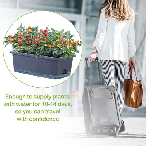 Oliz Window Box Planter 8 Pcs, 17 Inches Rectangle Flower Pots with Drainage Holes and Trays, Vegetable Planters for Windowsill Patio Garden Balcony Home Porch Yard Indoor Outdoor (Grey) - Image 6