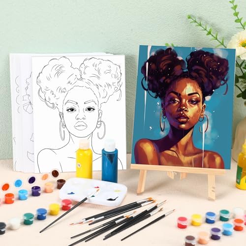 Dinifee 6 Pack Pre Drawn Canvas for Painting Pre Printed Canvas Kit 8 x 10 Inch Stretched Cotton Paint and Sip Set for Adults Couple Party Graduation Summer Date Night(Lover) - Image 2