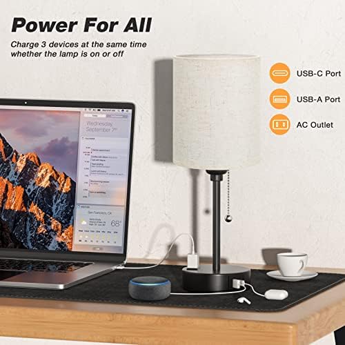 Small Bedside Table Lamp for Bedroom - Desk Lamp with USB Ports for Dorm - Image 3