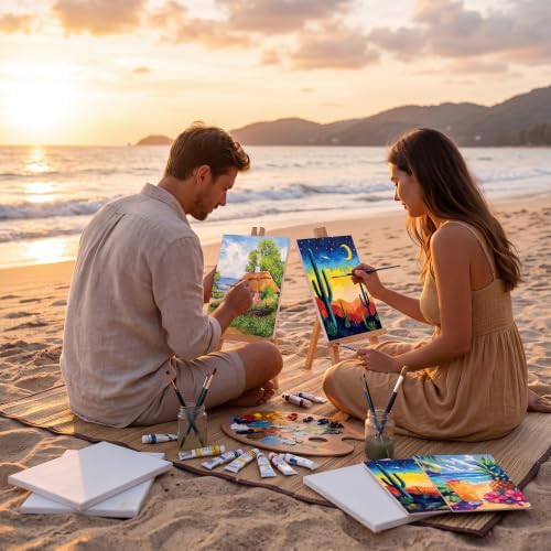 Sherr 36 Pcs Pre Drawn Canvas Painting Kits for Adults Cute Printed to Paint Set 8" x 10" Stretched Panels Natural Scenery Theme Painting for DIY Art Sunmmer Date Night Party Favor - Image 4