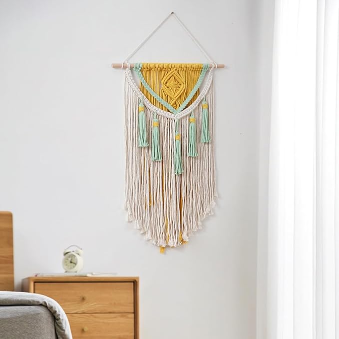 BMIDRUT Macrame Wall Hanging Boho Home Decor Handmade Macrame Tapestry Woven Decoration for Bedroom Living Room Apartment Dorm Gallery 18x28 Inch (B)