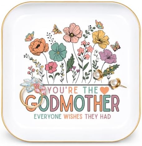 Godmother Gifts, Ceramic Wildflowers Jewerly Dish, Godmother Proposal Gifts by PUDDINGCABIN