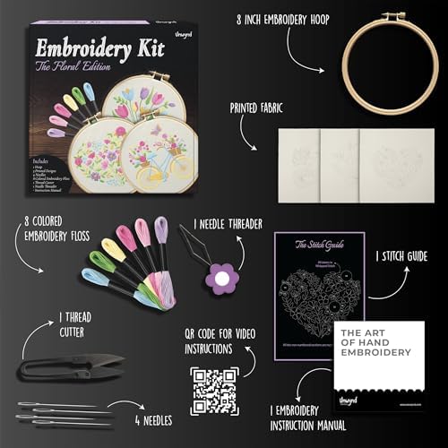 Unwynd Embroidery Kit Floral for Adults and Beginners, Cross Stitch Crafts - Image 2