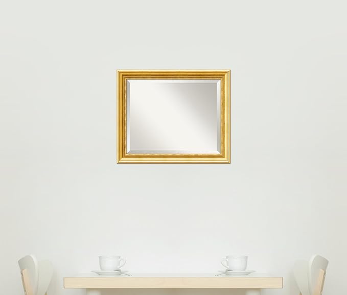 Amanti Art Gold Wall Mirror 24x20 Townhouse Gold Rectangle Bathroom Mirror for Wall Decor Living Room, Small Traditional Wood Frame, Hangs Horizonally and Vertically, Bathroom Decor, Beveled Edge