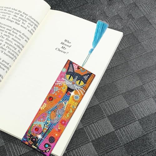 Puraikcmi 6 PCS 5D DIY Diamond Art Bookmarks Kit Cats Diamond Paintings Bookmarks Kits with Tassels Acrylic, Rhinestone Crafts Decoration Gift Set for Book Lovers Beginners & Adults - Image 4
