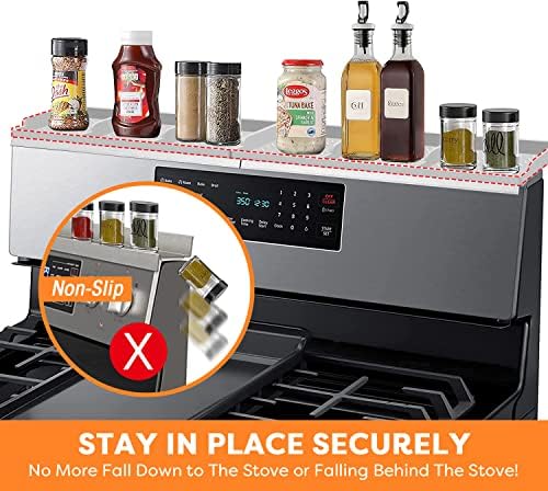 Hydream Stove Top for Silicone Shelf,30 Inch Magnetic Shelf Over the Stove Spice Rack of,Kitchen Organizer Magnet Above Stovetop Flat Back of Storage Suctioned-Light Grey - Image 6