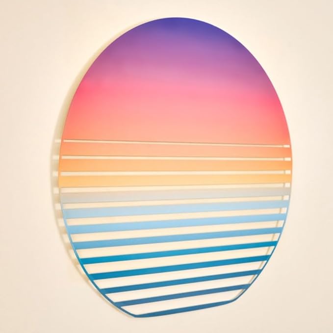 NEODECO Sunset on Sea Metal Wall Art for home decor, Minimalist art deco for living room, colorful wall sculpture (Large)