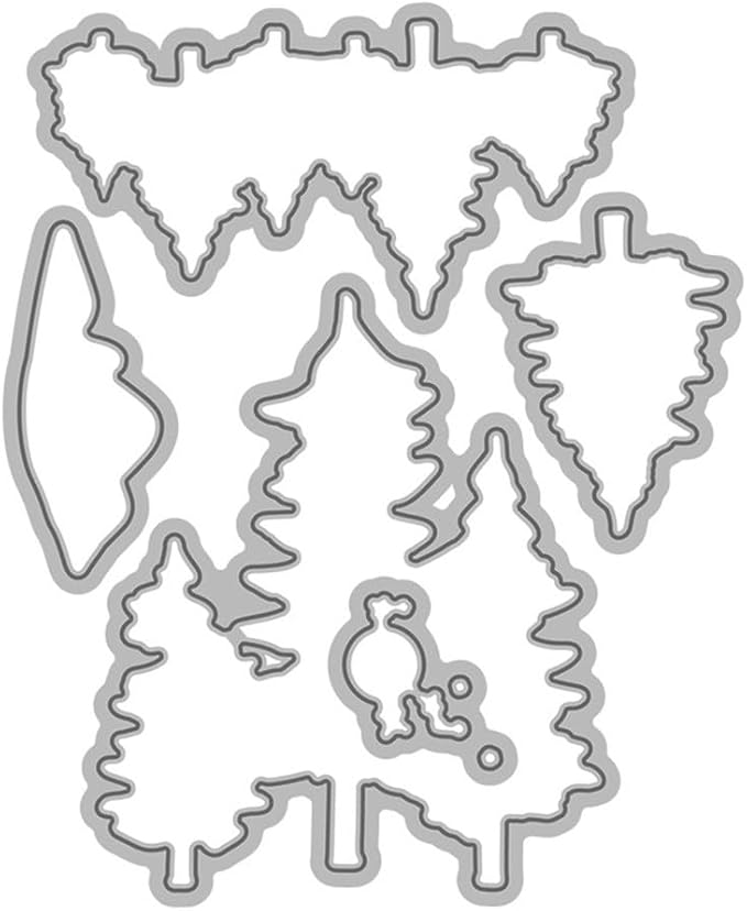 Snow Christmas Tree Stamps and Cutting Dies for Card Making DIY Transparent Silicone Clear Stamp and Metal Die Cuts Sets for Scrapbooking Paper Greeting Cards Decor Seals Craft Supplies