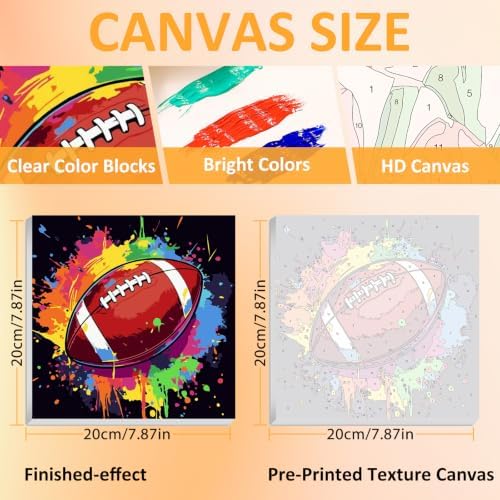 Mandun Football Paint by Numbers Kit for Kids, 8x8 inch - Image 2