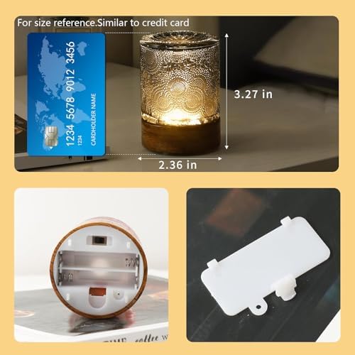 Mini Soft Warm Light Lamp Battery Operated Portable Night Light with Timer, Small Glass Vintage Dim Sleep Nightlights, Battery Powered Wireless Night Lights for Adults (1), M2-1-4 - Image 2