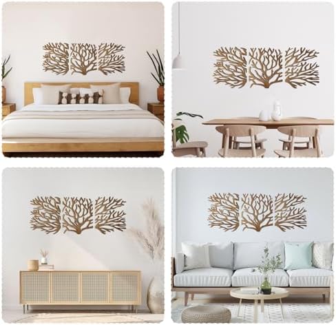 Wooden Tree of Life Wall Art 3 Pcs Large Family Tree Wall Hanging Plaque - Image 5