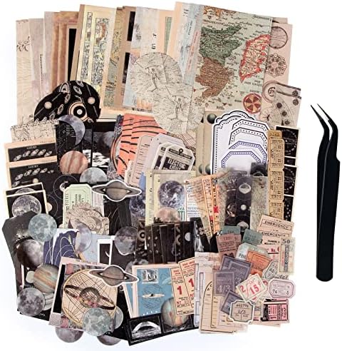 TIYPKE 200pcs Aesthetic Stickers - Vintage Scrapbook Stickers for Journaling, Bullet Journals, Scrapbooking, Space & Moon Themes by SIGUJAYGE