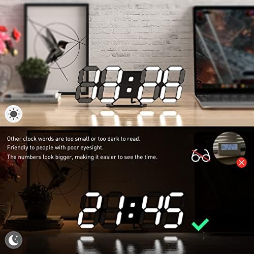 3D LED Desk & Wall Clock with Remote Control, 9.7 Inch, Black - Image 2