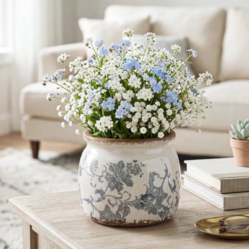 Vintage Planter, Ceramic Pot for Indoor Plant with Drainage Hole - Image 4
