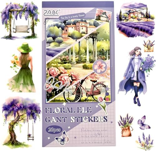 Aesthetic Journaling Sticker Books for Adults - Pre-Cut Scrapbook Stickers Vintage 20 Sheets Junk Journal Supplies Watercolor Scrapbooking Stickers Planner Cottagecore Decorative DIY Arts Craft Making by Unknown