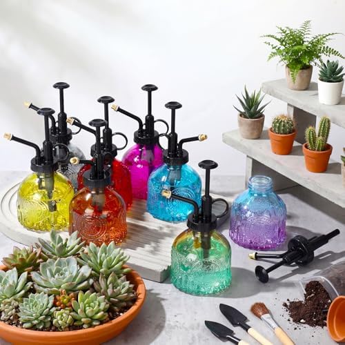 Zopeal 8 Pcs Glass Plant Mister Spray Bottle 200ml Vintage Plant Spritzer Multicolor Succulent Watering Bottle Watering Can 6.4'' with Plastic Top Pumps for Indoor Outdoor Garden Plants(Black) - Image 5