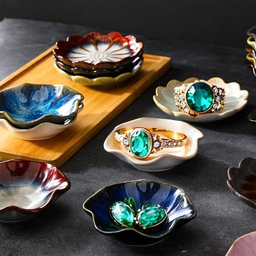 Lotus Leaf Ceramic Jewelry Ring Dish for Women (White) - Image 5