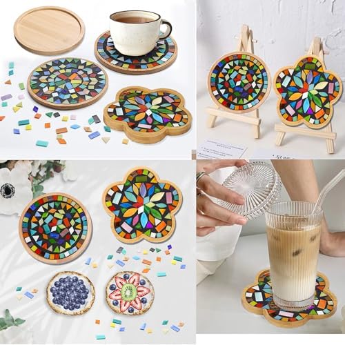 2Pcs DIY Glass Mosaic Tiles Kits Stained Glass Coaster Craft For Adults - Image 5