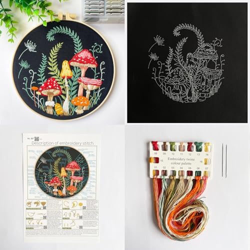 Silentsea Mushroom Embroidery Kit, Beginner Embroidery kit for Adults, Needlepoint Set Funny (Mushroom) - Image 6