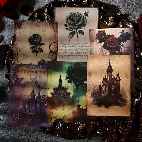 80 Sheets Gothic Scrapbook Paper, Vintage Junk Journal Supplies for Scrapbooking Kit, Magic Decorative Paper for Journaling Book Pages, Dark Academia Wall Decor for Room Decorations - Image 7