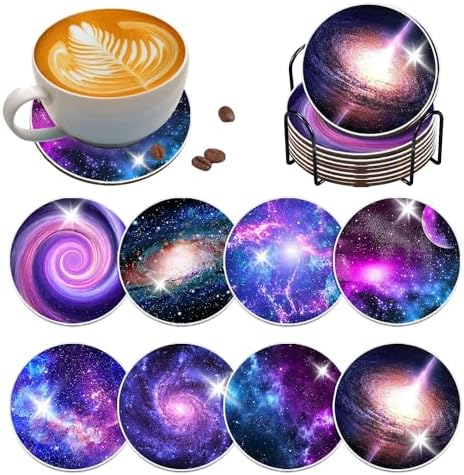 8 pcs Diamond Painting Coasters | Diamond Art Coasters | Galaxy and Nebula Diamond Art Painting | Perfect Art Craft Gift for Galaxy Lover, Dad, Mom, Grandparents, Brother, Sister. by LGANHAPY