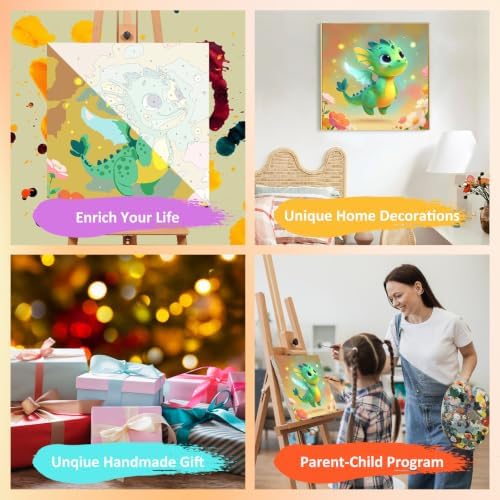 Mandun Dragon Paint by Numbers Kit for Kids, 8x8 inch - Image 7