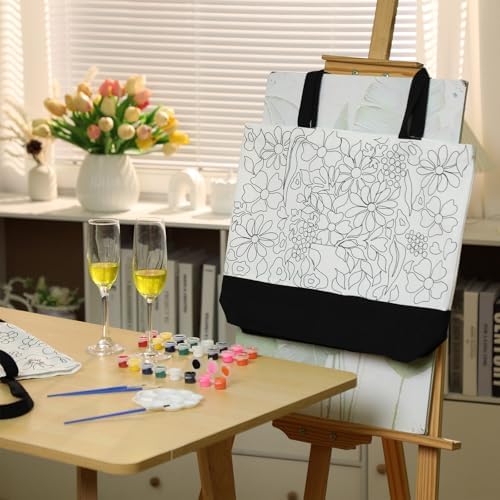Locmeo 10 Set Paint and Sip Canvas Bags Pre Drawn Kit,Flower - Image 5