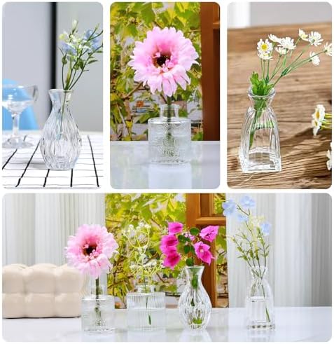 Glass Bud Vases Set of 4, Small Flower Vases for Wedding Centerpiece - Image 6