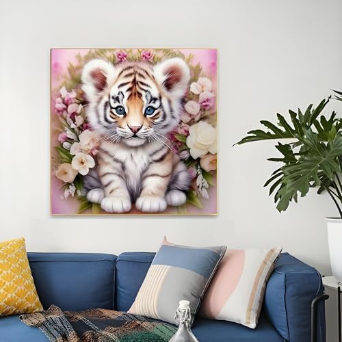 OJTOYART Tiger Diamond Art Kits for Adults, 5D Animals Round Full Drill Diamond Painting,DIY Full Round Drill Paint by Diamond Dot Gem Arts Crafts for Home Wall Decor 12 x 16 Inch - Image 5