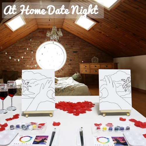 Sip and Paint kit for Adults Finger Heart Pre Drawn Canvas Kits 8x10 - Image 2
