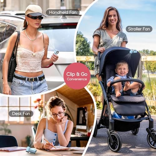 Clip-On Portable Fan for Strollers Travel, Rechargeable Turbo Personal Fan - Image 4