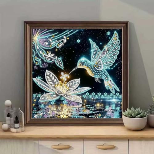 Hummingbird Diamond Art Painting Kits 5D Special Shape 12 x 12 inch - Image 2