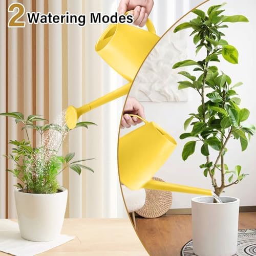 Plastic Watering Can - for Indoor and Outdoor House Plant Garden - with Long Spout - 1/2 Gallon - Yellow - Image 3