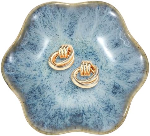 uxcell 1Pcs Ceramics Jewelry Plate, Lotus Leaf Shape Key Holder Bowl for Entryway Table Decor Small Ring Tray Dish Gift for Women Girlfriend, Cold Ash by uxcell