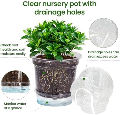 MIXC 18 Pack 6.5/5/4 Inch Self Watering Pots for Indoor Plants-Clear - Image 3