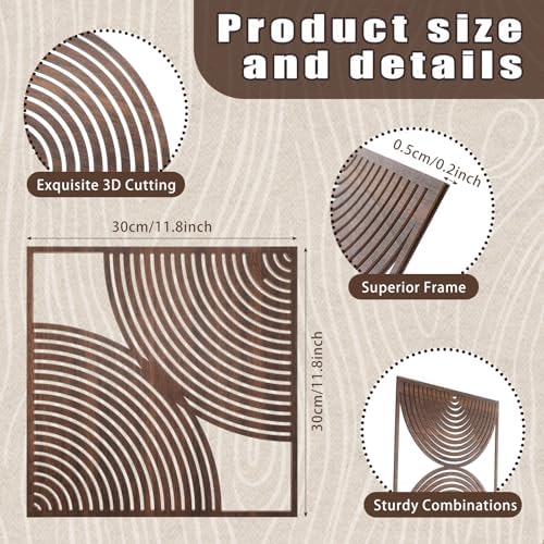 Yerliker 3 Pcs Modern Wall Decor, Mid Century, 11.8 x 11.8 x 0.2 Inch - Image 2