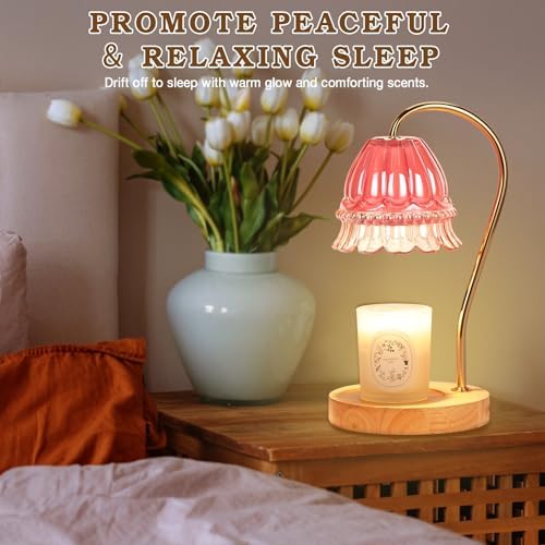 Funistree Flower Candle Warmer Lamp with Timer, Dimmable Candle Lamp Warmer, Christmas Birthday Gifts for Women Mom Her, Housewarming Home Decor, Lotus Wax Warmer for Yankee Candles - Pink Flower - Image 6