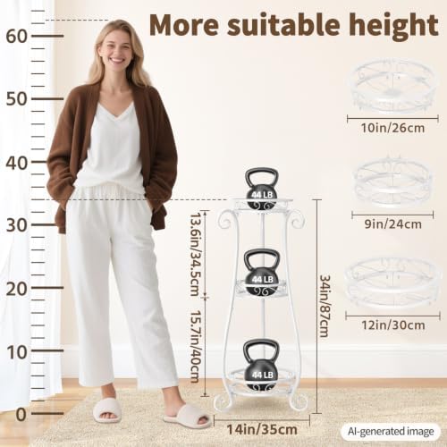 LASZOLA 3 Tiers Metal Corner Plant Flower Stand Tall Indoor Outdoor, White - Image 5