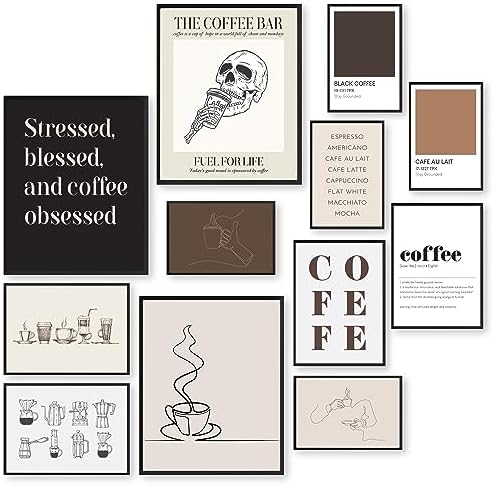 97 Decor Coffee Bar Decor, 12 Pcs Coffee Wall Art Prints, 8x10 Unframed by 97Decor