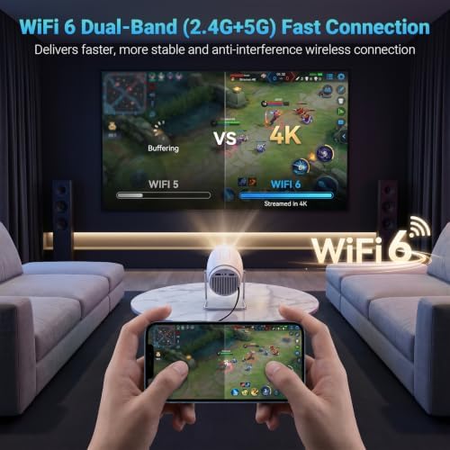 【Built-in APPS】Mini Projector With Wifi And Bluetooth, 1080P 4K Support Portable Projector, Movie Projector for Bedroom, Compatible with Smartphones/TV Stick/iPad/PS5/Laptop/HDMI/USB - Image 6