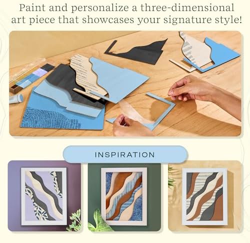 Lifelines FlowCrafts, Layered Wooden Wall Art - Framed Art Piece with 9 Layers, 5 Paint Colors, 9 Adhesive Patterns & Picture Frame - Sensory Arts & Crafts Kit for Teens & Adults - DIY Wall Décor - Image 4