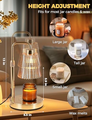 Gold Candle Warmer Lamp with 24h Cycle Timer, Dimmable Wax Melt Warmer - Image 5
