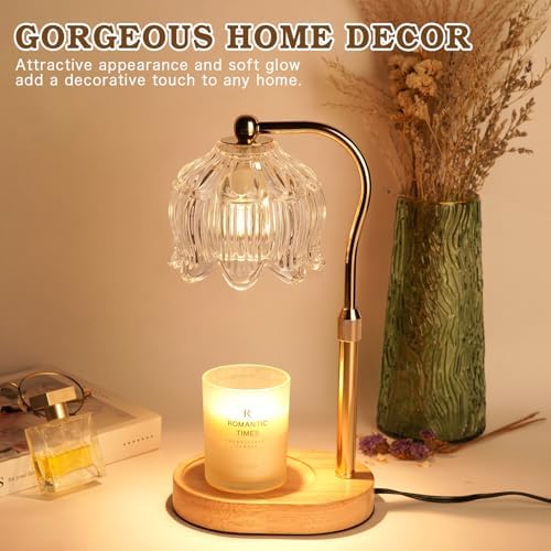 Funistree Flower Candle Warmer Lamp with Timer, Dimmable Candle Lamp Warmer, Christmas Birthday Gifts for Women Mom Her, Housewarming Home Decor, Lotus Wax Warmer for Yankee Candles - Crystal Clear - Image 6
