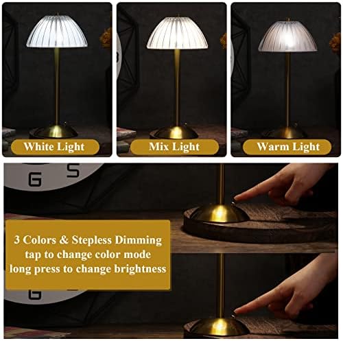 Liliful 1 Pcs Cordless Table Lamp LED Touch, Gold, Mushroom Style - Image 4