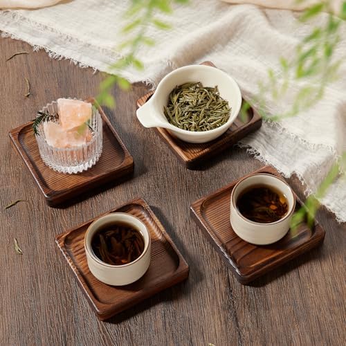 Acacia Wood Coasters for Drink-Drink Coasters Set of 8 | Coffee Table Decor - Image 5