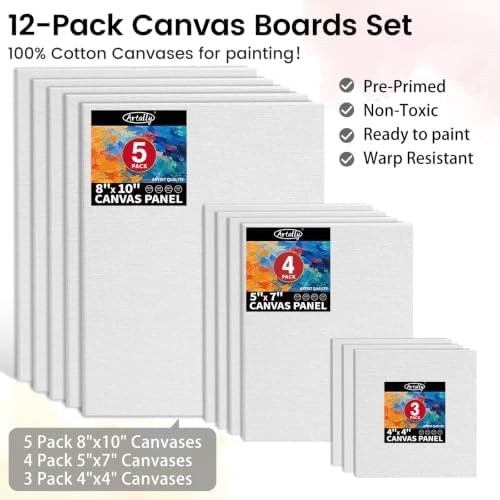 ARTALLY Acrylic Paint Set for Adults & Kids, 62 Pcs Canvas Painting Kits, 32 Colors Acrylic Paint (22ML),Table Easel,Brushes,Canvas, Art Painting Supplies Kit for Students,Artists,Beginners - Image 6